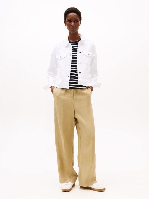 Tommy Hilfiger - DNM SLIM JACKET WHITE Kadın Beyaz Ceket - WW0WW44374