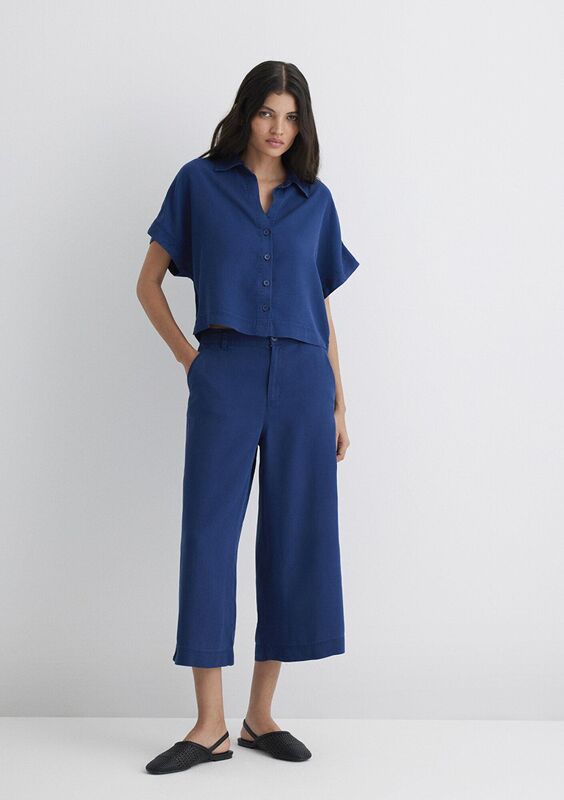 DOKUMA PANTOLON Kadın Mavi Pantolon - M1010992
