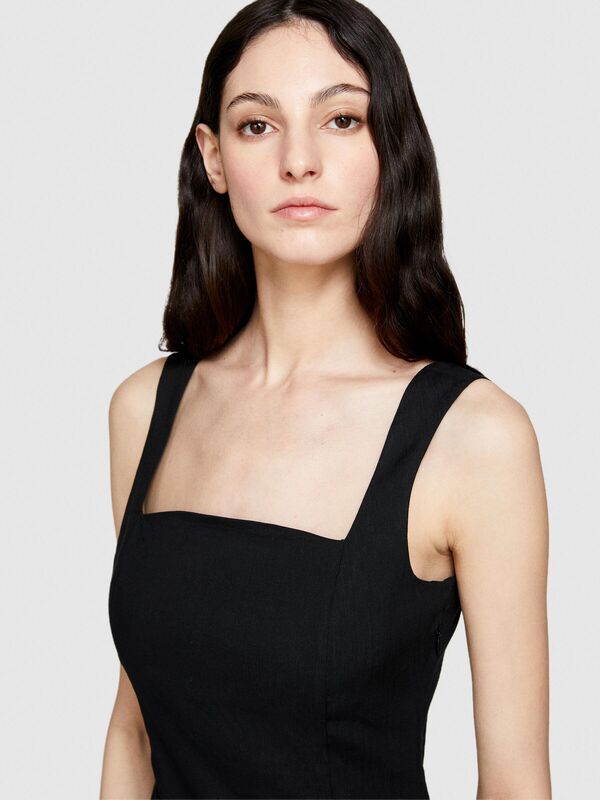 Sisley - DRESS Kadın Siyah Elbise - 324P4YNELV05Q