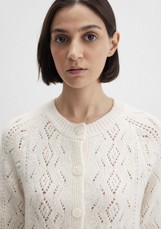 DÜĞMELİ KISA HIRKA Kadın Beyaz Ceket - M1710812