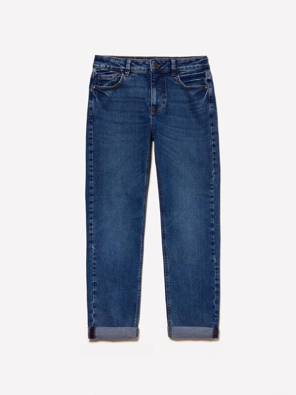 Elastan Karışımlı Regular Fit Denim Pantolon Kadın Haki Mix Pantolon - 324A43KJ576T6