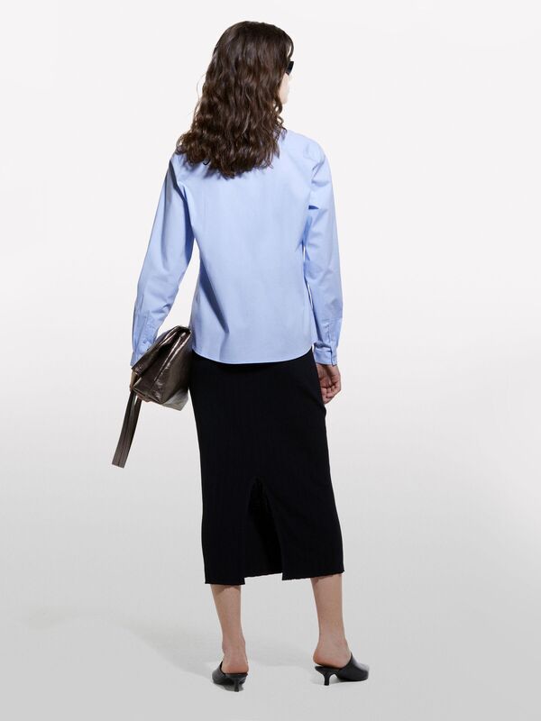 Elastan Karışımlı Regular Fit Poplin Gömlek Kadın Siyah Mix Gömlek - 324A5CNXLQ04S