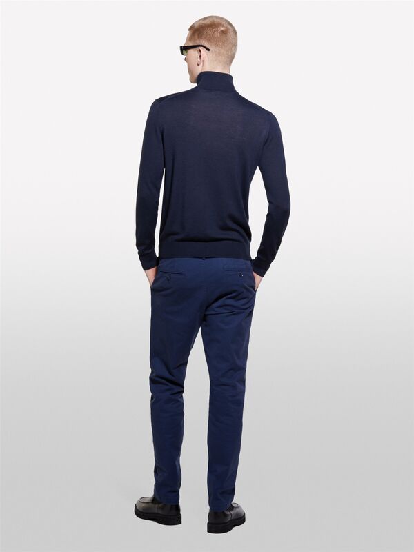 Erk_Pamuk Karışımlı Dar Kesim Chino Pantolon Erkek Soluk Lacivert Pantolon - 324A4JGCSF04W