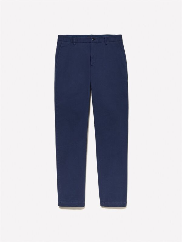 Erk_Pamuk Karışımlı Dar Kesim Chino Pantolon Erkek Soluk Lacivert Pantolon - 324A4JGCSF04W