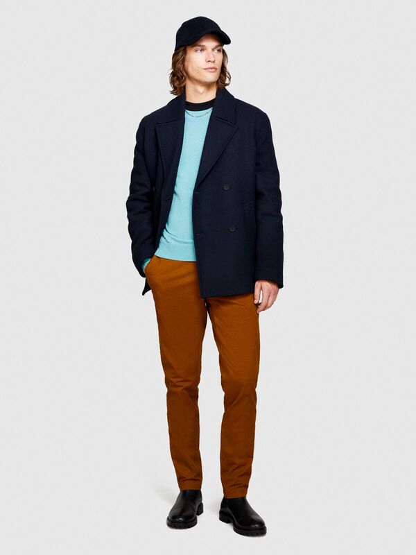 Esnek Slim Fit Chino Pantolon Erkek Kahverengi T-Shirt - 323A4JGCSF03E