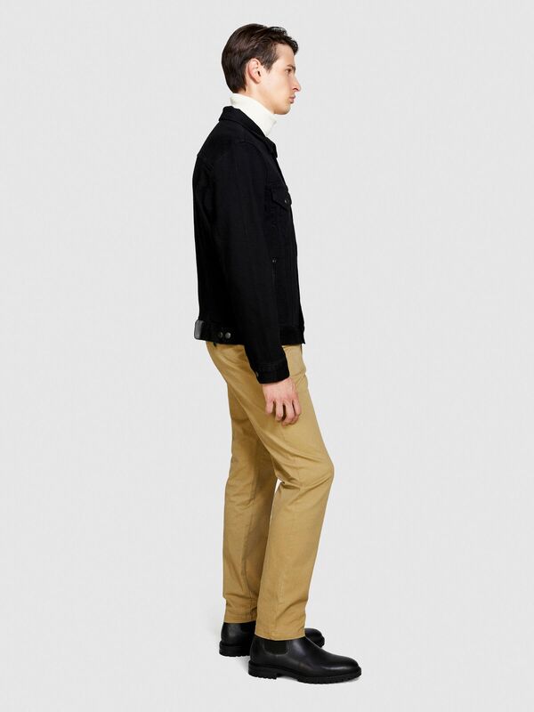 Esnek Slim Fit Chino Pantolon Erkek Bej T-Shirt - 323A4JGCSF03E