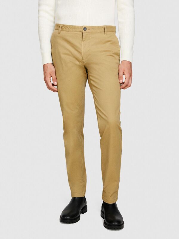 Esnek Slim Fit Chino Pantolon Erkek Bej T-Shirt - 323A4JGCSF03E