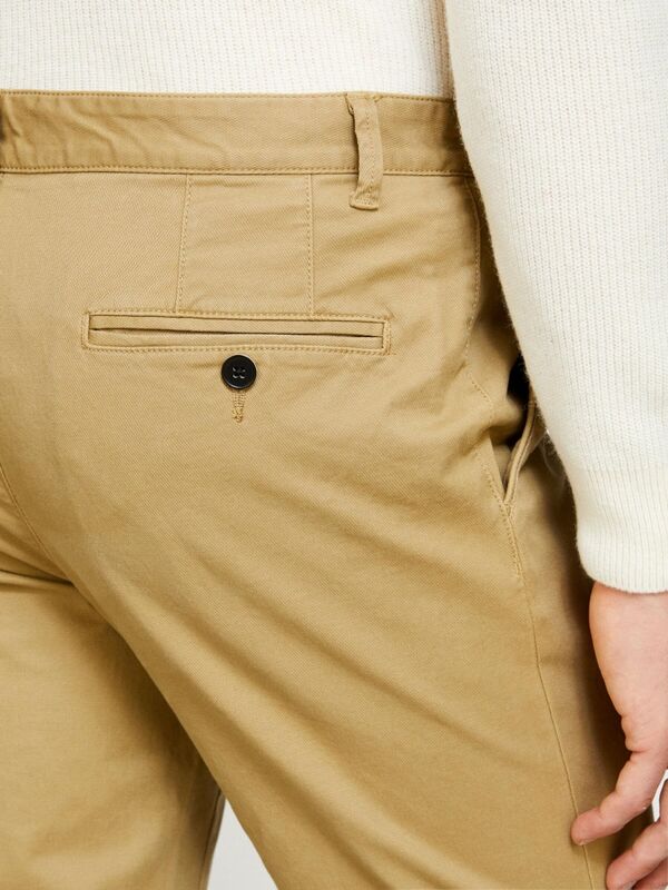 Esnek Slim Fit Chino Pantolon Erkek Bej T-Shirt - 323A4JGCSF03E