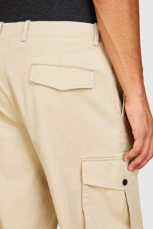 Esnek Trapered Fit Kargo Pantolon Erkek Beyaz T-Shirt - 323A4AIHSF02V