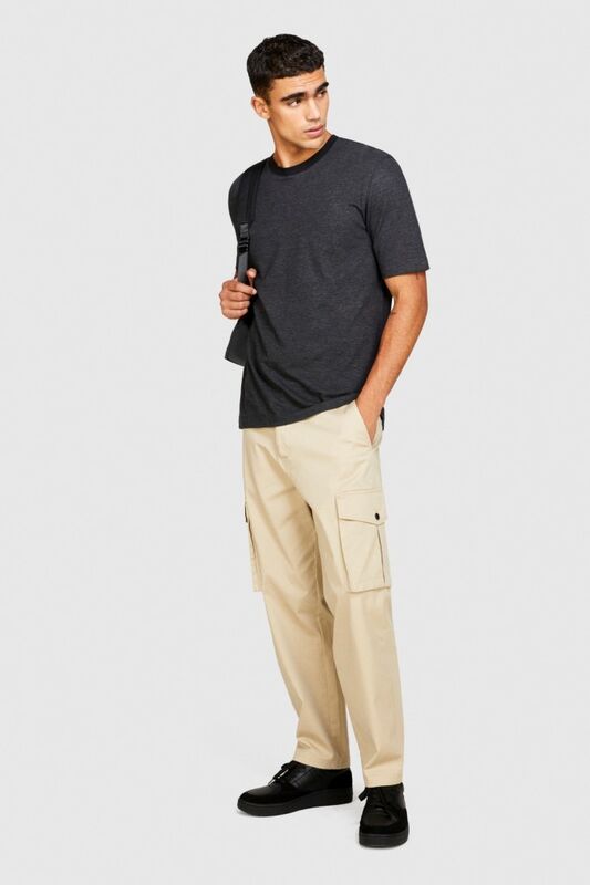 Esnek Trapered Fit Kargo Pantolon Erkek Beyaz T-Shirt - 323A4AIHSF02V