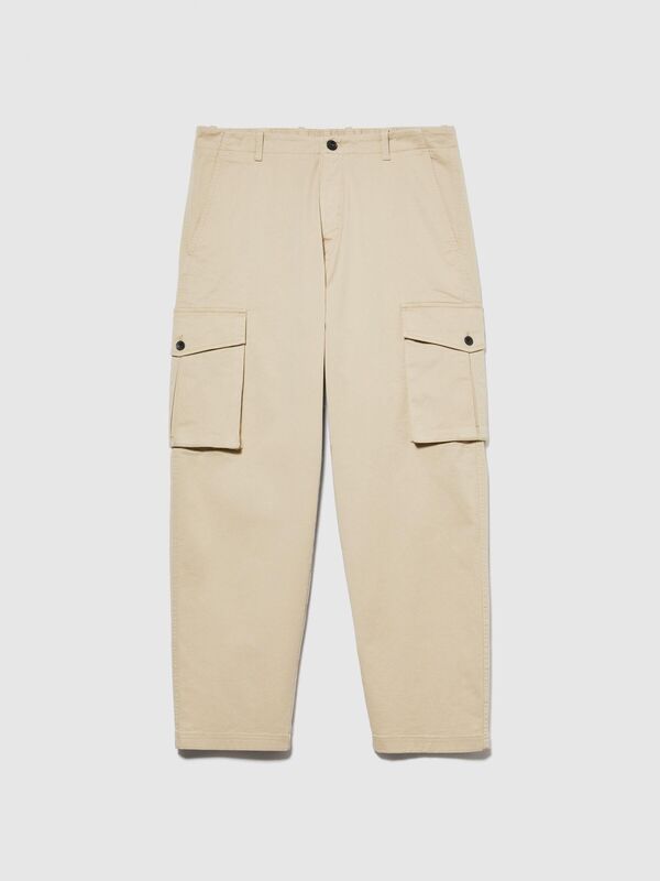Esnek Trapered Fit Kargo Pantolon Erkek Ekru Pantolon - 323A4AIHSF02V