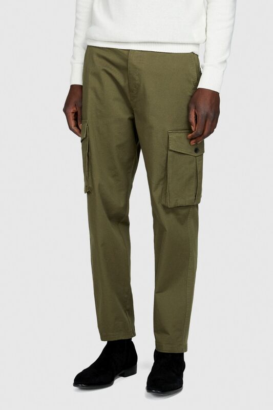 Esnek Trapered Fit Kargo Pantolon Erkek Yeşil T-Shirt - 323A4AIHSF02V