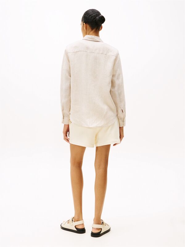 ESS LINEN RELAXED SHIRT Kadın Beyaz Gömlek - WW0WW44679