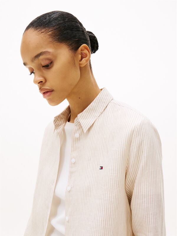 ESS LINEN RELAXED SHIRT Kadın Beyaz Gömlek - WW0WW44679