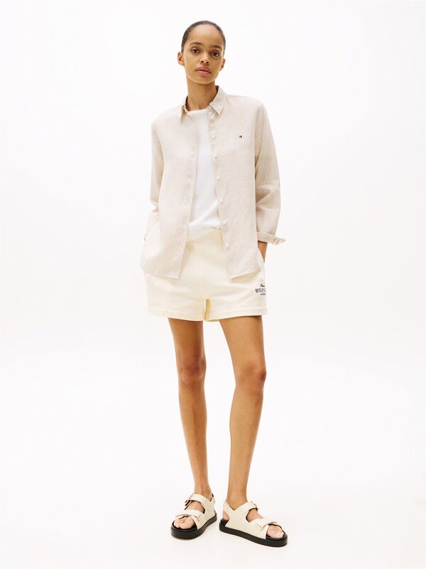 ESS LINEN RELAXED SHIRT Kadın Beyaz Gömlek - WW0WW44679