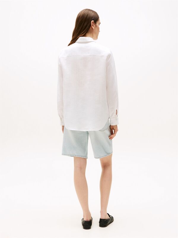 ESS LINEN RELAXED SHIRT Kadın Beyaz Gömlek - WW0WW44679