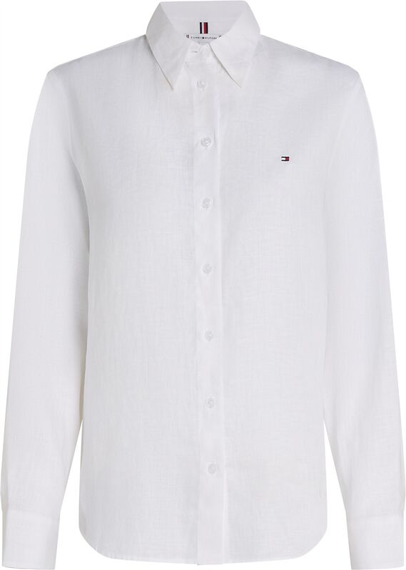 Tommy Hilfiger - ESS LINEN RELAXED SHIRT Kadın Beyaz Gömlek - WW0WW44679