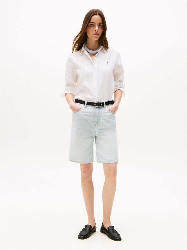 ESS LINEN RELAXED SHIRT Kadın Beyaz Gömlek - WW0WW44679