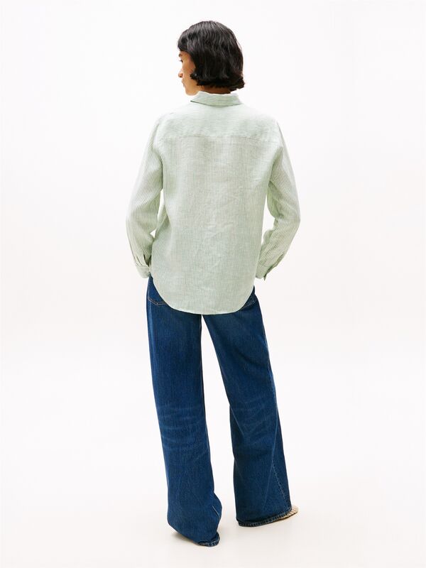 ESS LINEN RELAXED SHIRT Kadın Yeşil Gömlek - WW0WW44679