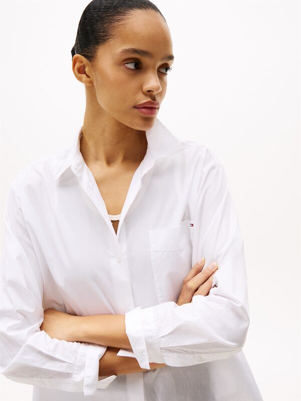 ESS POPLIN EASY FIT SHIRT Kadın Beyaz Gömlek - WW0WW45612