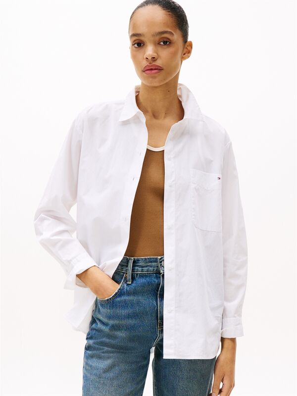 ESS POPLIN EASY FIT SHIRT Kadın Beyaz Gömlek - WW0WW45612