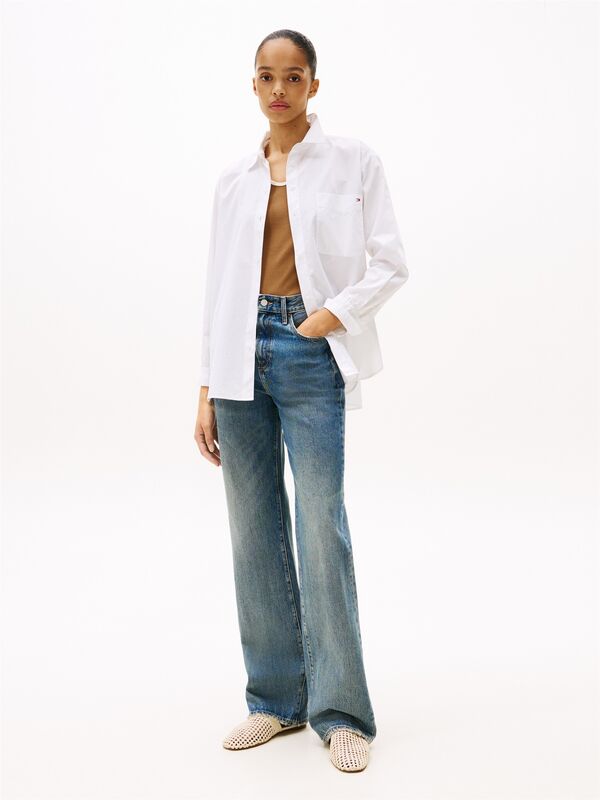 ESS POPLIN EASY FIT SHIRT Kadın Beyaz Gömlek - WW0WW45612