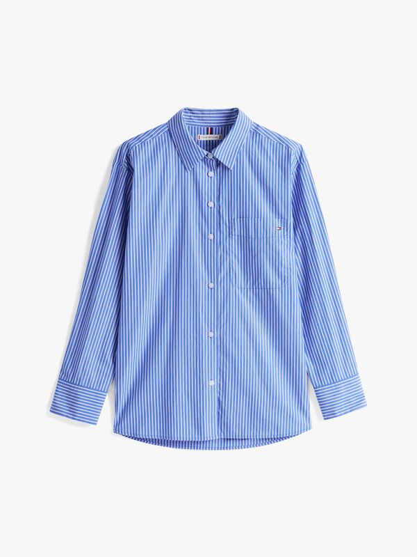 ESS POPLIN EASY FIT SHIRT Kadın Mavi Gömlek - WW0WW45612