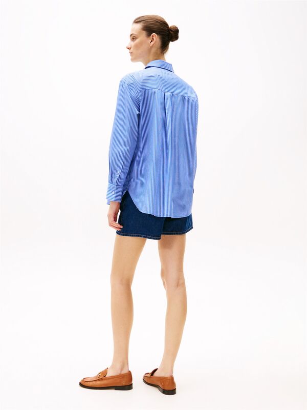ESS POPLIN EASY FIT SHIRT Kadın Mavi Gömlek - WW0WW45612