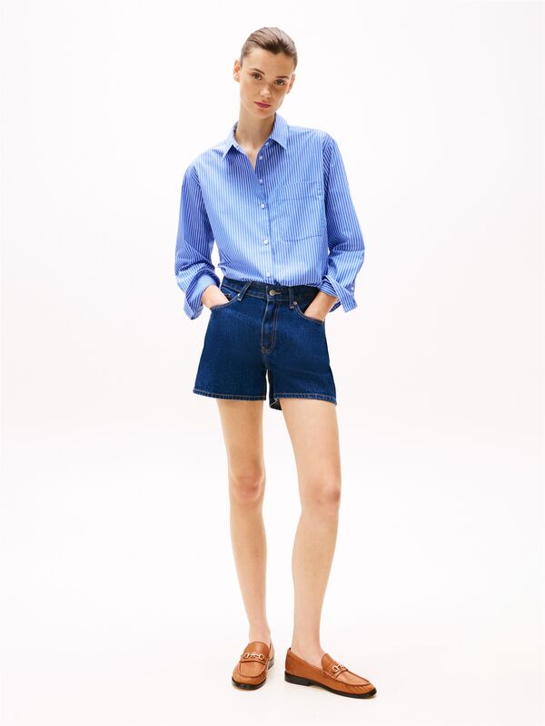 ESS POPLIN EASY FIT SHIRT Kadın Mavi Gömlek - WW0WW45612