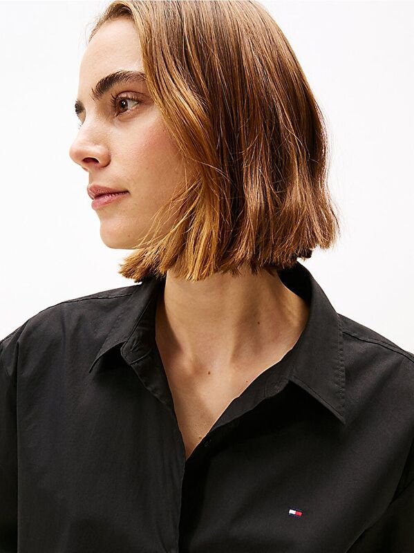 ESS POPLIN EASY FIT SHIRT Kadın Siyah Gömlek - WW0WW45612