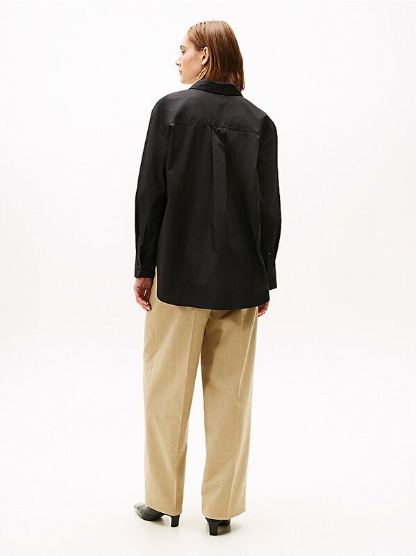 ESS POPLIN EASY FIT SHIRT Kadın Siyah Gömlek - WW0WW45612