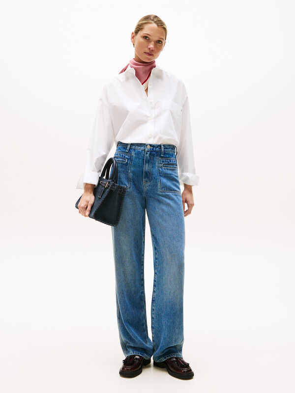 ESS POPLIN NEW EASY SHIRT Kadın Beyaz Gömlek - WW0WW45892