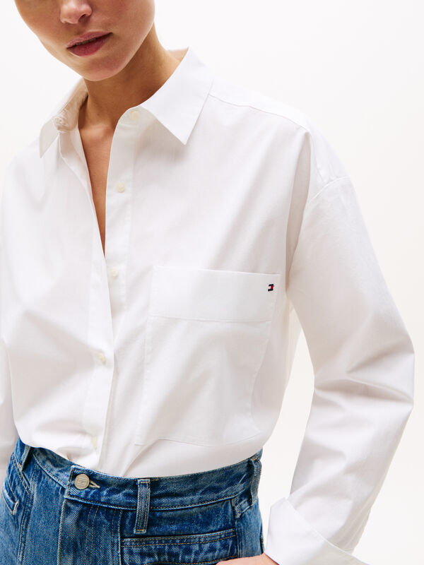 ESS POPLIN NEW EASY SHIRT Kadın Beyaz Gömlek - WW0WW45892