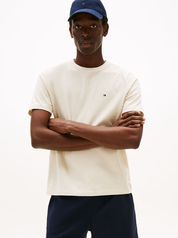 Tommy Hilfiger - ESS SEASONAL REG FIT SOLID TEE Erkek Bej T-Shirt - MW0MW39995