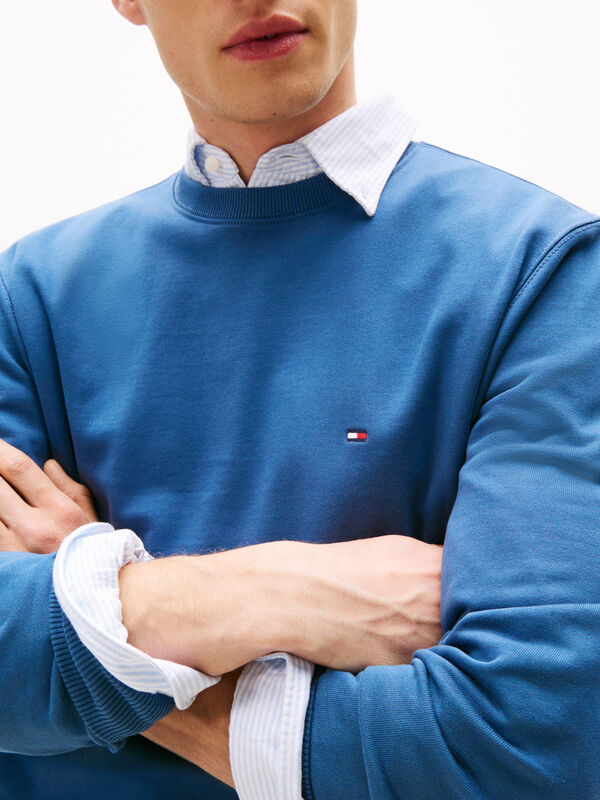 Tommy Hilfiger - ESSENTIAL TERRY CREWNECK Erkek Mavi Sweatshirt - MW0MW37237