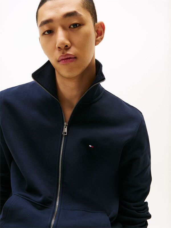 ESSENTIAL TERRY ZT STAND COLLAR Erkek Mavi Sweatshirt - MW0MW38084