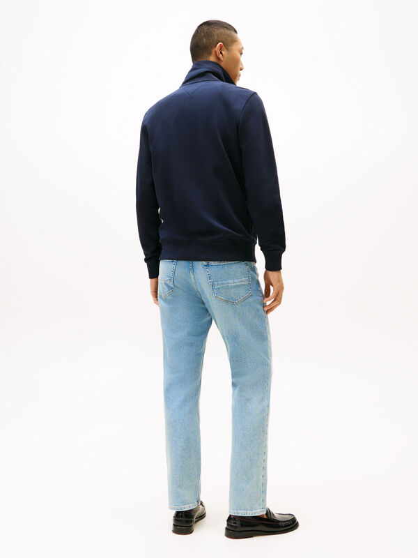 ESSENTIAL TERRY ZT STAND COLLAR Erkek Mavi Sweatshirt - MW0MW38084