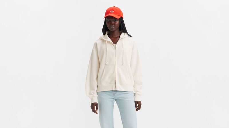 Levi's - EVERYDAY ZIP HOODIE TR SUGAR SWIZZLE Kadın Beyaz Sweatshirt - 001U1