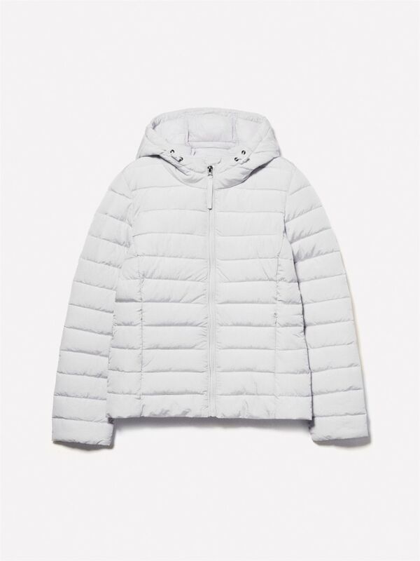 Fermuar Kapamalı Yanları Cepli Büzgülü Kapüşonlu Şişme Mont Kadın Bej Mont - 324A2OEALN04C