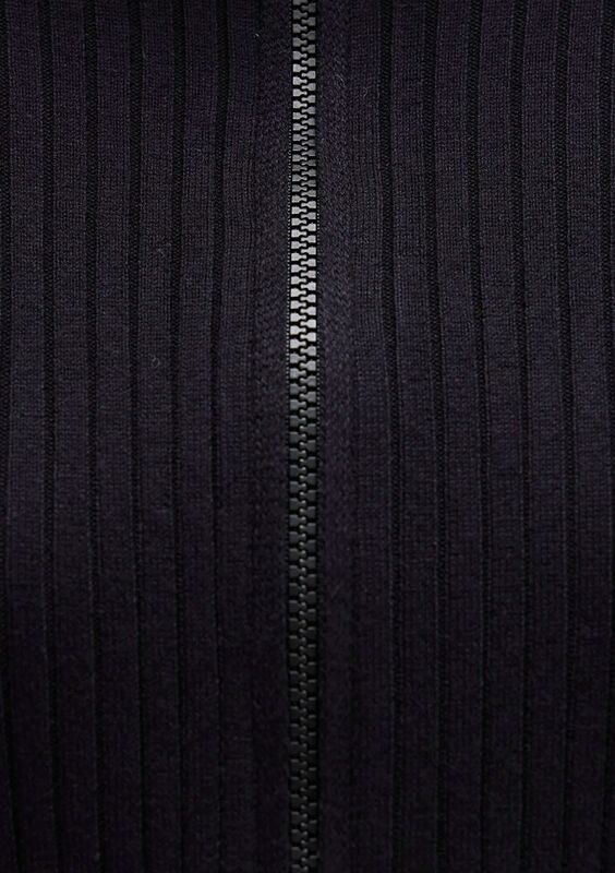 FERMUARLI KAZAK Gri Melanj Kadın Siyah Kazak - M171469