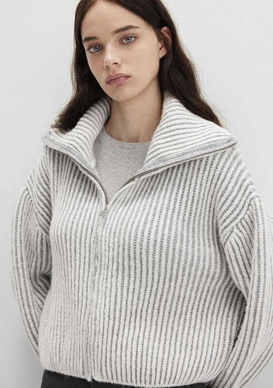 Mavi - FERMUARLI TRİKO Kadın Beyaz Ceket - M1710806