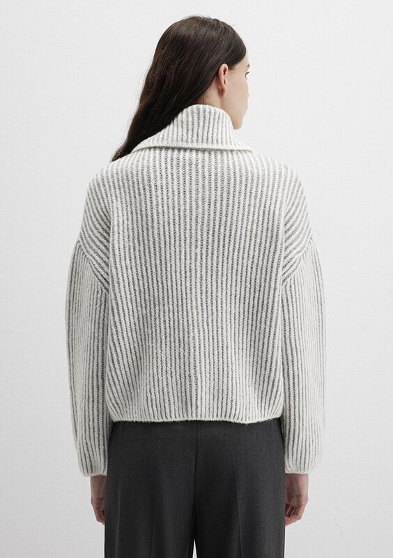 FERMUARLI TRİKO Kadın Beyaz Ceket - M1710806