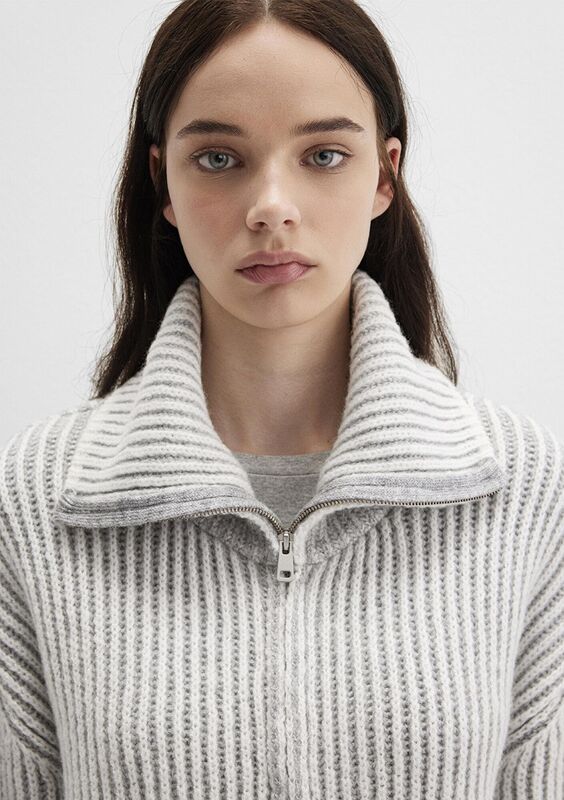 FERMUARLI TRİKO Kadın Beyaz Ceket - M1710806