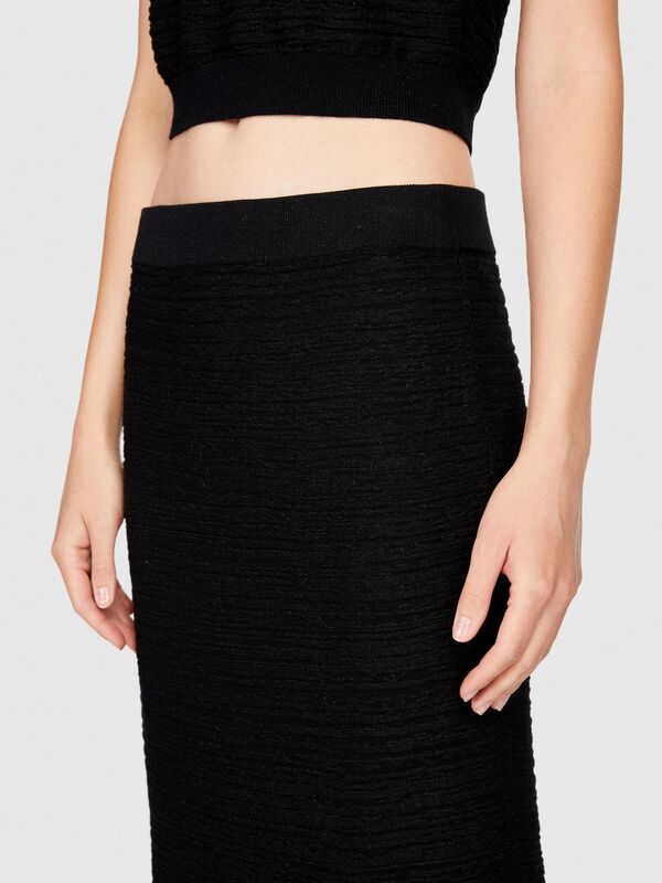 Fitted Fit Lurexli Midi Boy Triko Etek Kadın Siyah Etek - 323A11PUM0007
