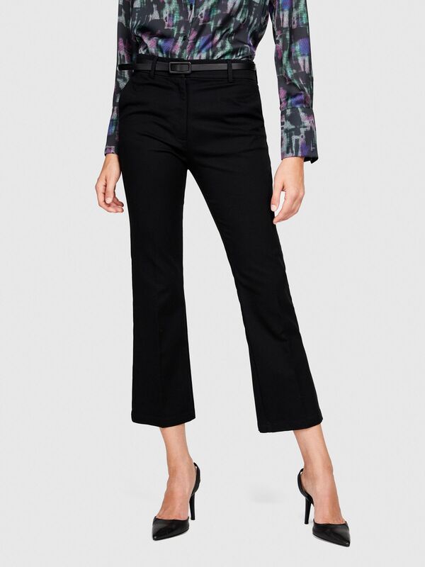 Flared Fit Chino Pantolon Kadın Siyah Pantolon - 323A45G2LE02X