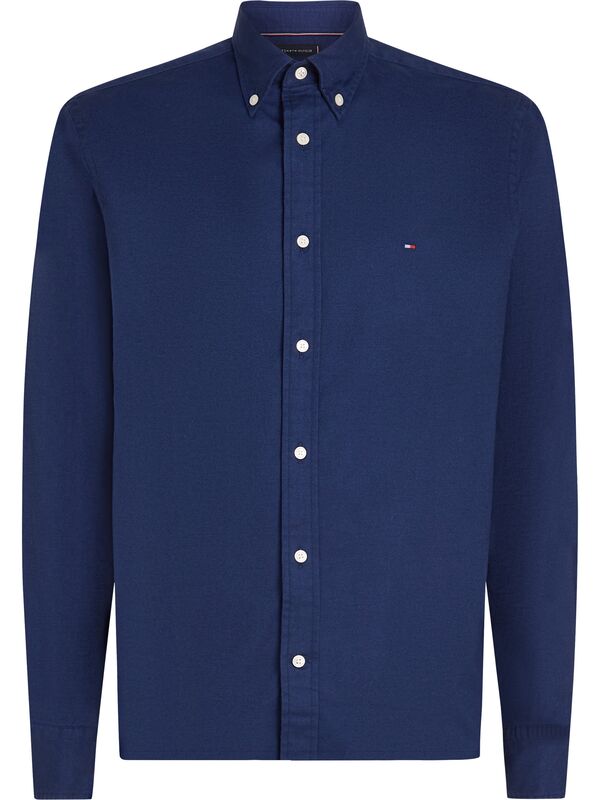 Tommy Hilfiger - FLEX FLANNEL SOLID RF SHIRT Erkek Mavi Gömlek - MW0MW40469