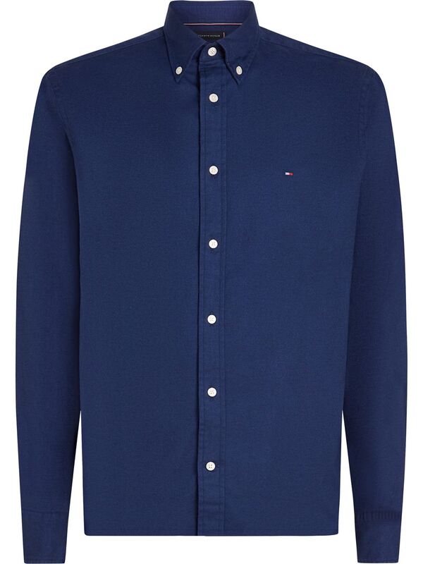 Tommy Hilfiger - FLEX FLANNEL SOLID RF SHIRT Erkek Mavi Gömlek - MW0MW40469