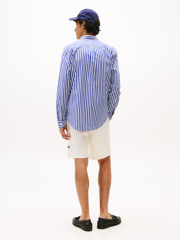 FLEX POPLIN BOLD STRIPE SHIRT Erkek Mavi Gömlek - MW0MW39451
