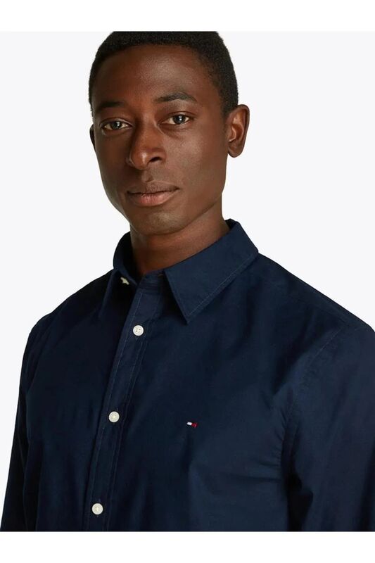 Tommy Hilfiger - FLEX POPLIN KENT COLLAR SF SHIRT Erkek Mavi Gömlek - MW0MW38137 Tommy Hilfiger - FLEX POPLIN KENT COLLAR SF SHIRT Erkek Mavi Gömlek - MW0MW38137