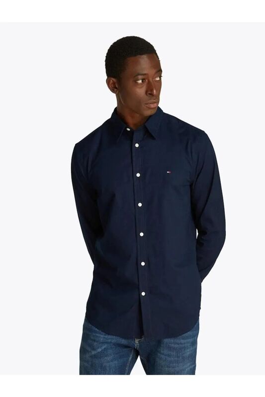 FLEX POPLIN KENT COLLAR SF SHIRT Erkek Mavi Gömlek - MW0MW38137